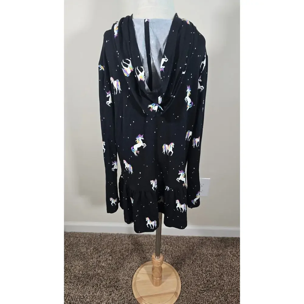 Rumi + Ryder The Peplum Hoodie Tee Unicorn Print Hoodie Girls Size M 8 - 10